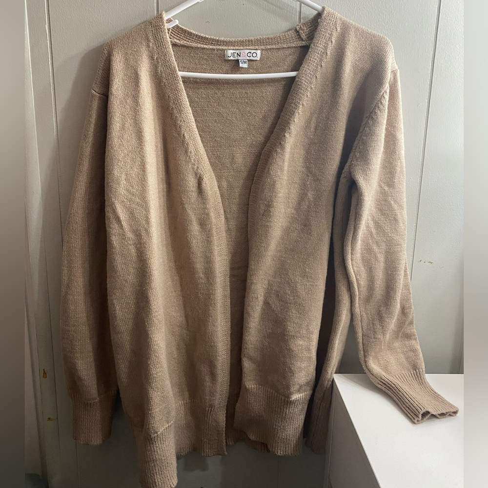 JEN&CO. Tan cardigan in size S/M